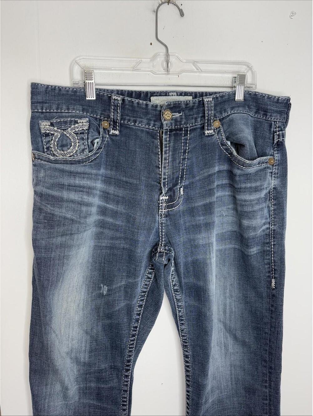 Big Star Jeans Mens 36 Voyager Straight Western Country Buckle Medium Wash - Picture 7 of 13